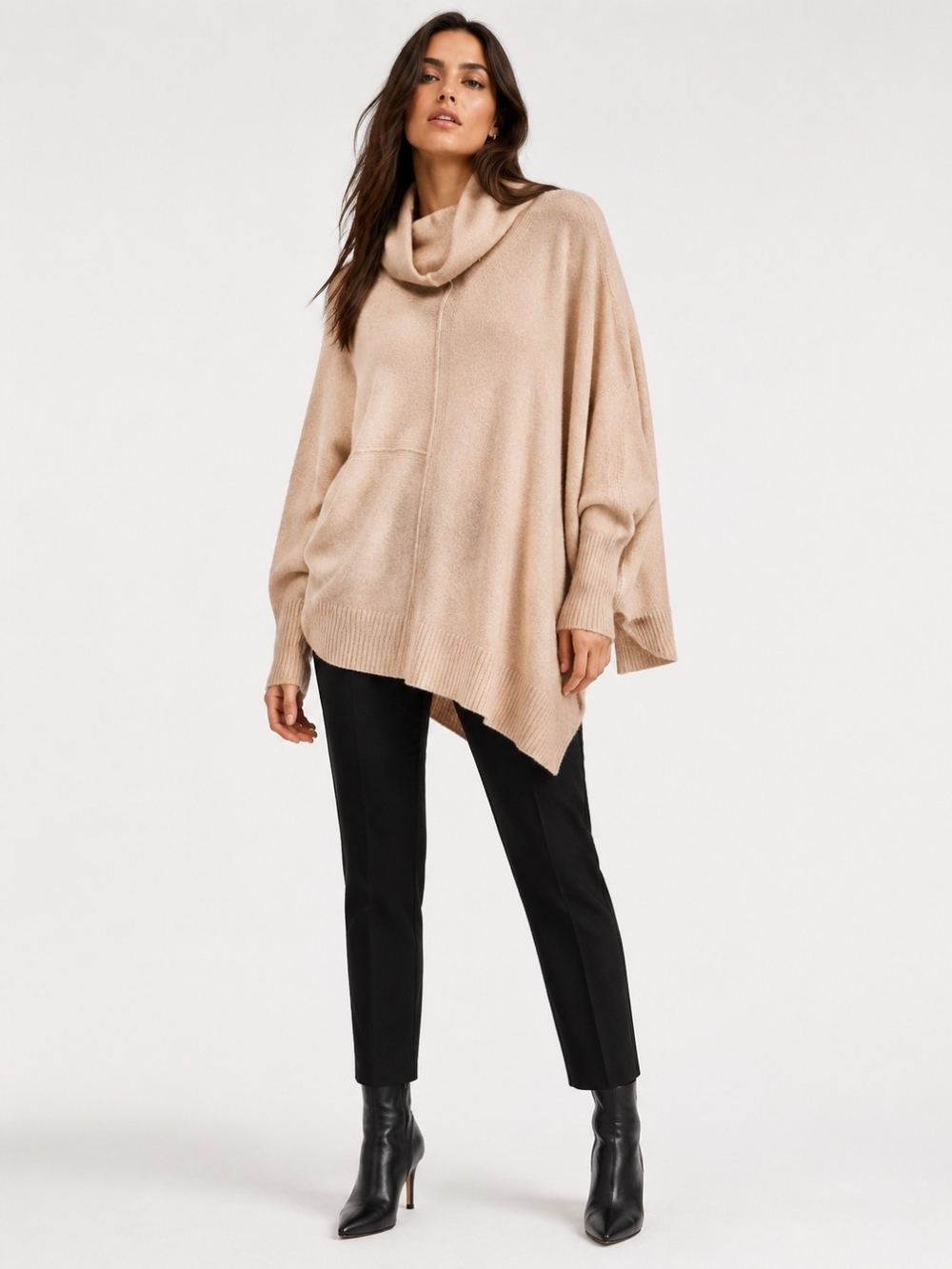 AllSaints Wool Yak Lock Blush Pale Pink Asymmetric Sweater Medium